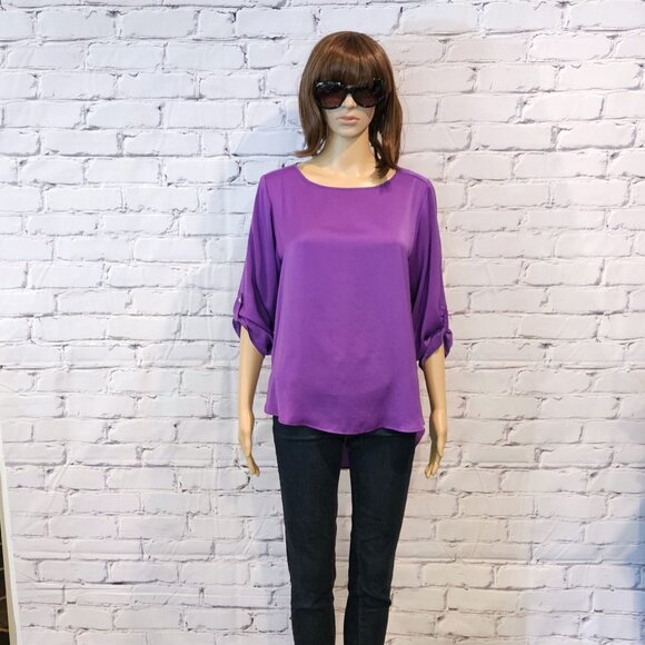 ZARA basics , Stunning royal purple satin crewneck blouse - Picture 5 of 11